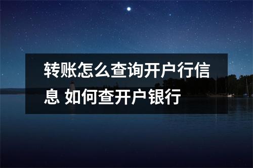 转账怎么查询开户行信息 如何查开户银行