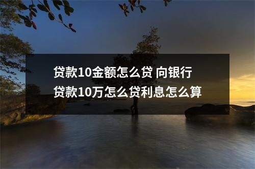 贷款10金额怎么贷 向银行贷款10万怎么贷利息怎么算