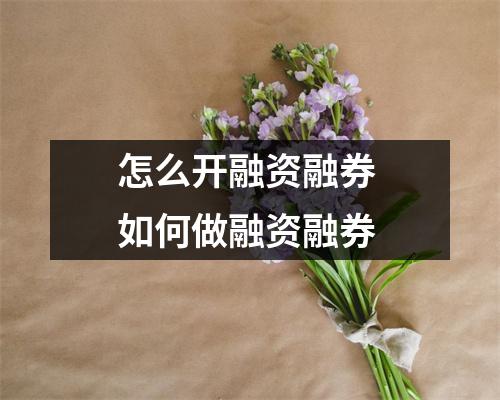 怎么开融资融券 如何做融资融券