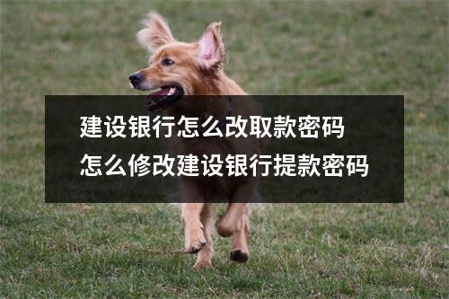 建设银行怎么改取款密码 怎么修改建设银行提款密码