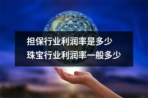 担保行业利润率是多少 珠宝行业利润率一般多少