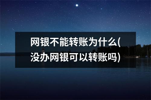 网银不能转账为什么(没办网银可以转账吗)