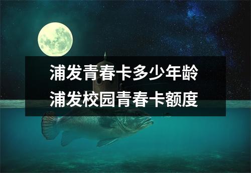 浦发青春卡多少年龄 浦发校园青春卡额度