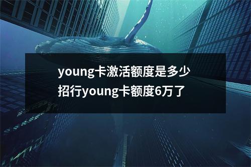 young卡激活额度是多少 招行young卡额度6万了
