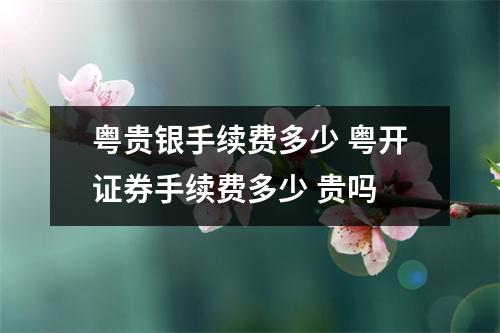 粤贵银手续费多少 粤开证券手续费多少 贵吗