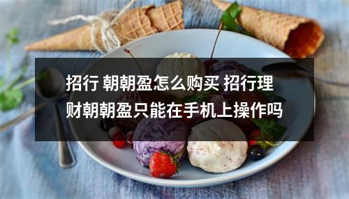 招行 朝朝盈怎么购买 招行理财朝朝盈只能在手机上操作吗