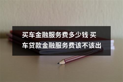 买车金融服务费多少钱 买车贷款金融服务费该不该出