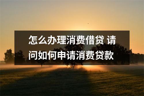 怎么办理消费借贷 请问如何申请消费贷款