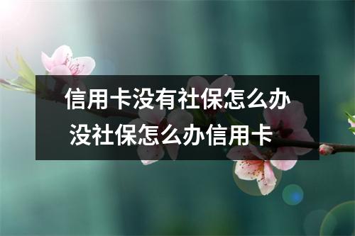 信用卡没有社保怎么办 没社保怎么办信用卡