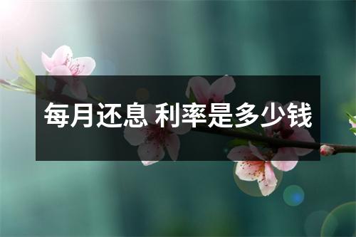 每月还息 利率是多少钱