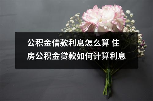 公积金借款利息怎么算 住房公积金贷款如何计算利息