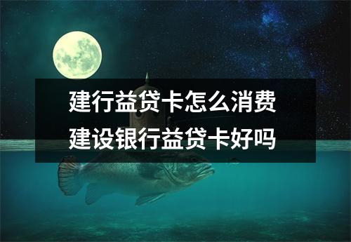 建行益贷卡怎么消费 建设银行益贷卡好吗