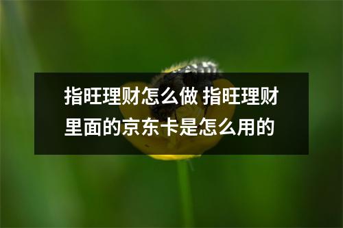 指旺理财怎么做 指旺理财里面的京东卡是怎么用的