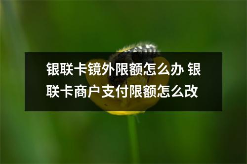 银联卡镜外限额怎么办 银联卡商户支付限额怎么改