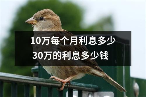 10万每个月利息多少 30万的利息多少钱