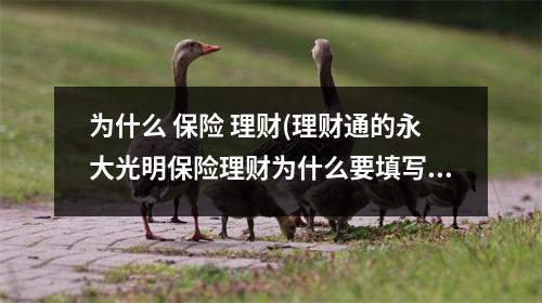 为什么 保险 理财(理财通的永大光明保险理财为什么要填写地址 )