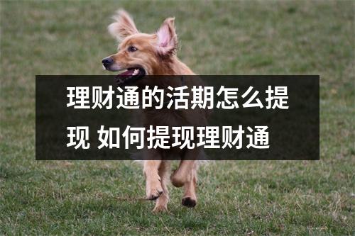 理财通的活期怎么提现 如何提现理财通