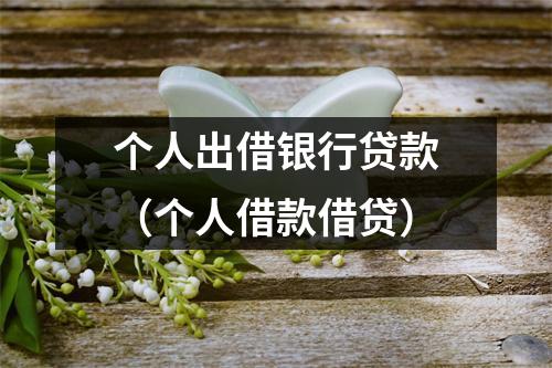 个人出借银行贷款（个人借款借贷）