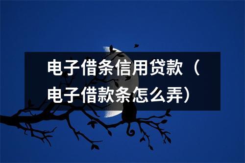 电子借条信用贷款(电子借款条怎么弄)