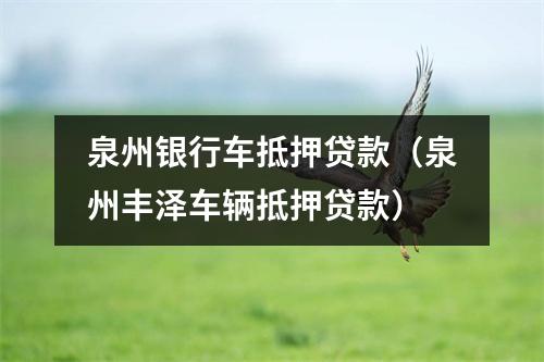 泉州银行车抵押贷款（泉州丰泽车辆抵押贷款）