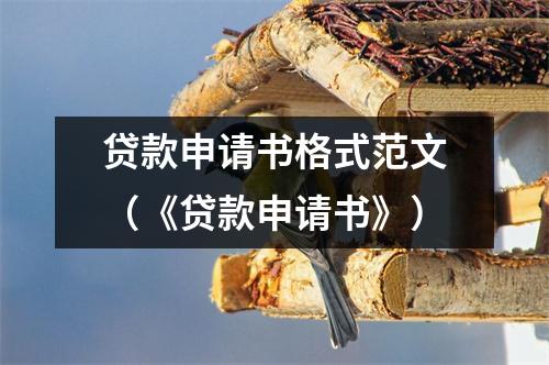 贷款申请书格式范文（《贷款申请书》）