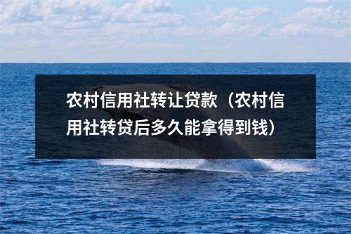农村信用社转让贷款（农村信用社转贷后多久能拿得到钱）