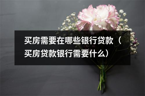 买房需要在哪些银行贷款（买房贷款银行需要什么）