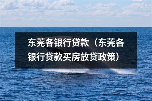 东莞各银行贷款（东莞各银行贷款买房放贷政策）