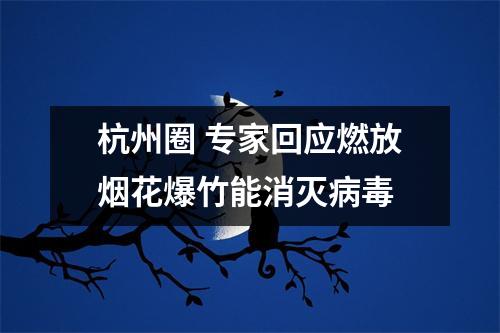 杭州圈 专家回应燃放烟花爆竹能消灭病毒