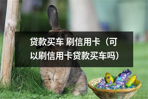 贷款买车 刷信用卡（可以刷信用卡贷款买车吗）