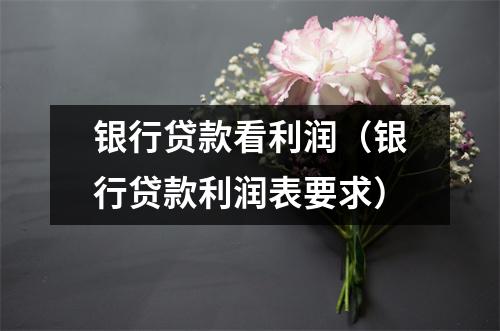 银行贷款看利润（银行贷款利润表要求）