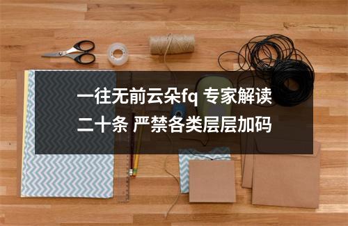 一往无前云朵fq 专家解读二十条 严禁各类层层加码