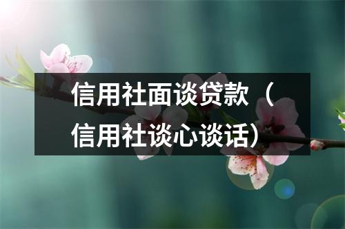 信用社面谈贷款（信用社谈心谈话）