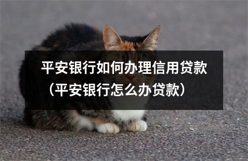 平安银行如何办理信用贷款（平安银行怎么办贷款）
