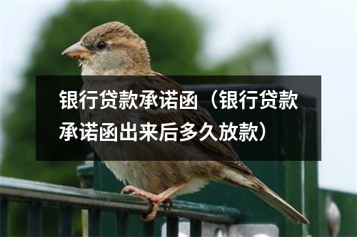 银行贷款承诺函（银行贷款承诺函出来后多久放款）