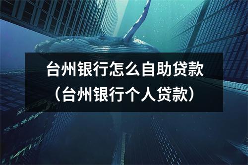 台州银行怎么自助贷款（台州银行个人贷款）