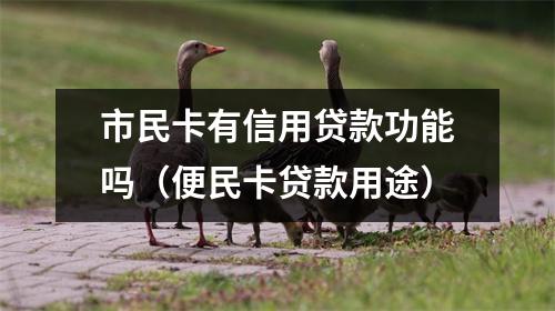 市民卡有信用贷款功能吗（便民卡贷款用途）