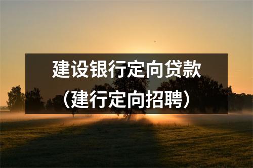 建设银行定向贷款（建行定向招聘）