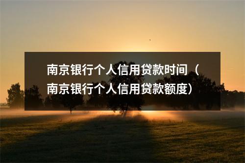 南京银行个人信用贷款时间（南京银行个人信用贷款额度）