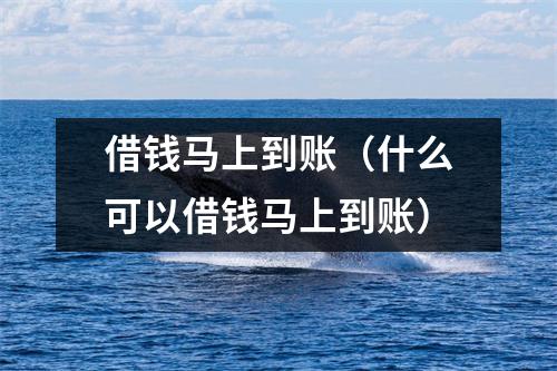 借钱马上到账（什么可以借钱马上到账）