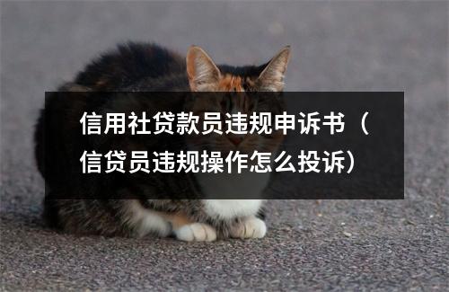 信用社贷款员违规申诉书（信贷员违规操作怎么投诉）