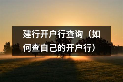 建行开户行查询（如何查自己的开户行）