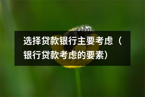 选择贷款银行主要考虑（银行贷款考虑的要素）