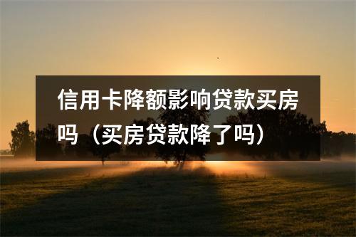 信用卡降额影响贷款买房吗（买房贷款降了吗）