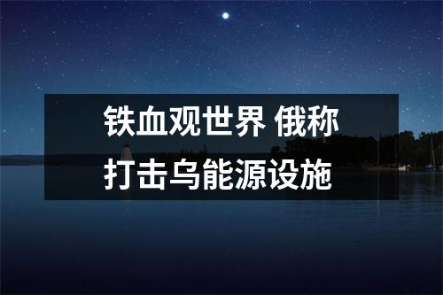 铁血观世界 俄称打击乌能源设施