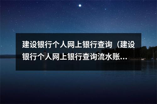 建设银行个人网上银行查询（建设银行个人网上银行查询流水账单）