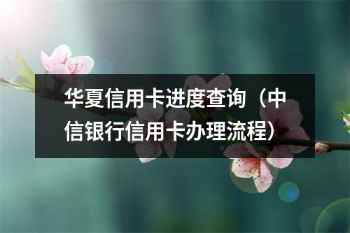 华夏信用卡进度查询（中信银行信用卡办理流程）