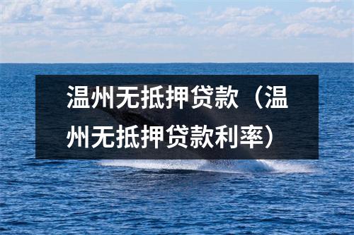 温州无抵押贷款（温州无抵押贷款利率）