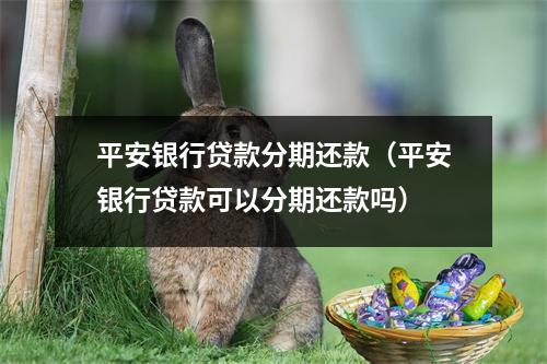 平安银行贷款分期还款(平安银行贷款可以分期还款吗)