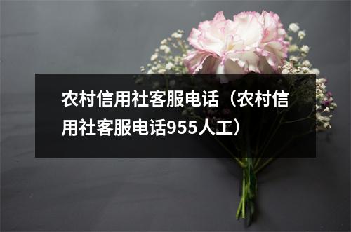 农村信用社客服电话(农村信用社客服电话955人工)